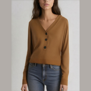 Caroll Paris Women's Size Small Camel Brown Wool Blend Pullover Classic Sweater